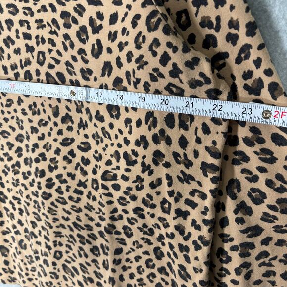 Croft Barrow Turtleneck Women 1X Tan Animal Leopard Cotton Mock Shirt Base Layer - Picture 6 of 9